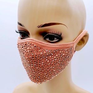 KIDS ROSE GOLD Rhinestone Bling Face Mask